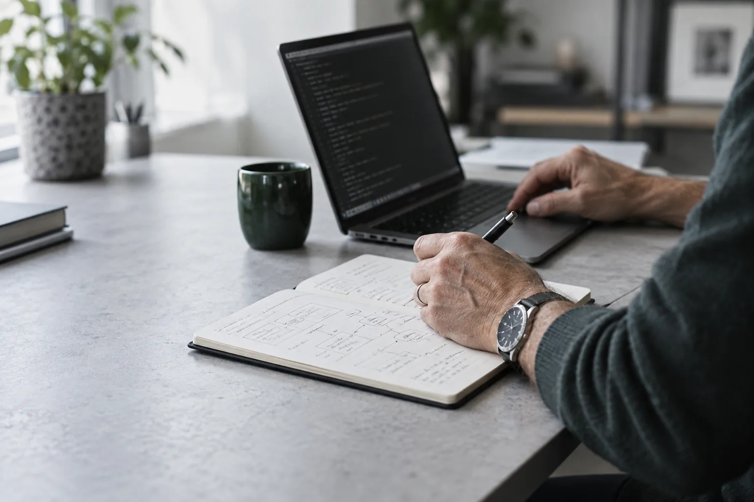 Illustration: Senior engineer preparing a web product release